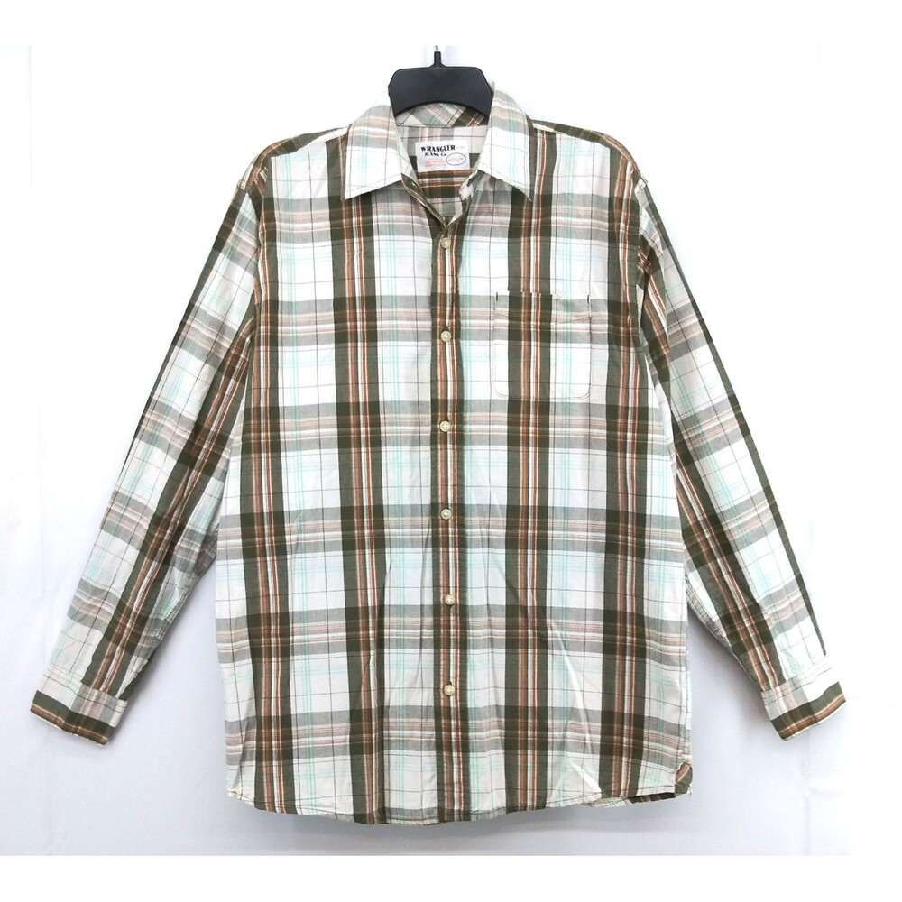 Wrangler Jeans Co Shirt Men Size M Multicolor Plaid Long Sleeve Button Up Top